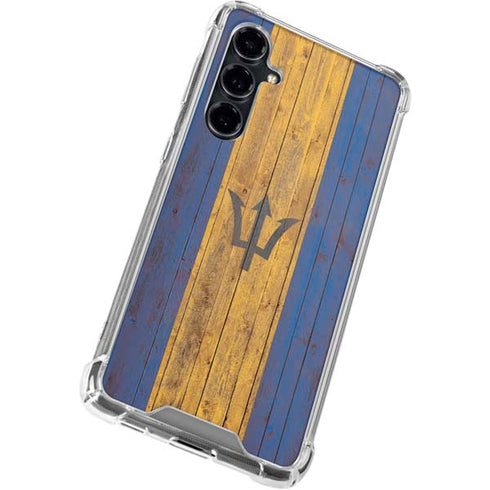 Barbados Flag Dark Wood Galaxy S23 FE Clear Case